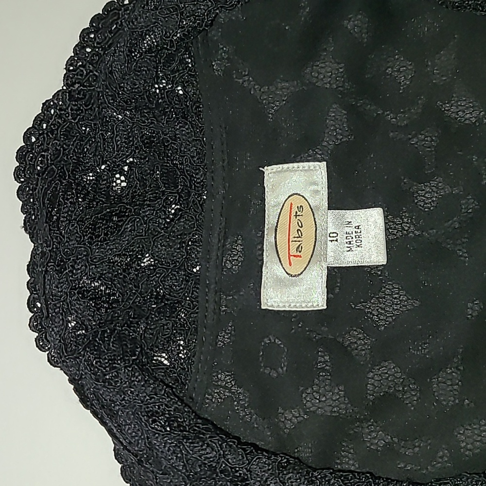 Talbots Black Lace Button-Down Blouse - image 8
